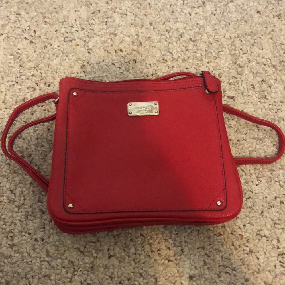 Nine West red faux leather cross body shoulder bag